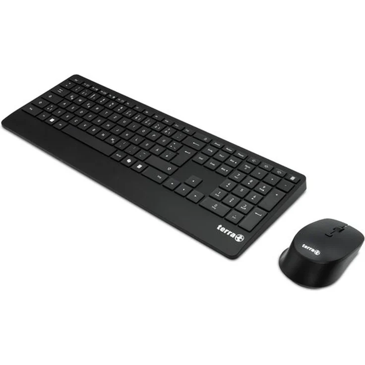 TERRA Desktop 4000 Wireless AES, USB Tastatur + Maus Set, QWERTZ, 105 Tasten, schwarz, 2400 dpi mit Handballenauflage