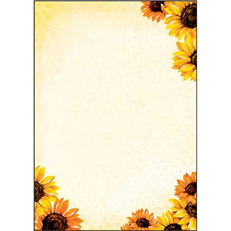 SIGEL DP129 Motiv-Papier, Briefpapier mit Sonnenblumen, 90 g, A4, 50 Blatt – Bild 1