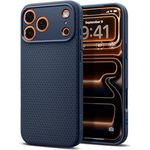 Spigen iPhone 17 Pro Max Hülle Liquid Air Case, rutschfest, Militärgeprüfter Schutz, Air Cushion Technologie, Navy Blue