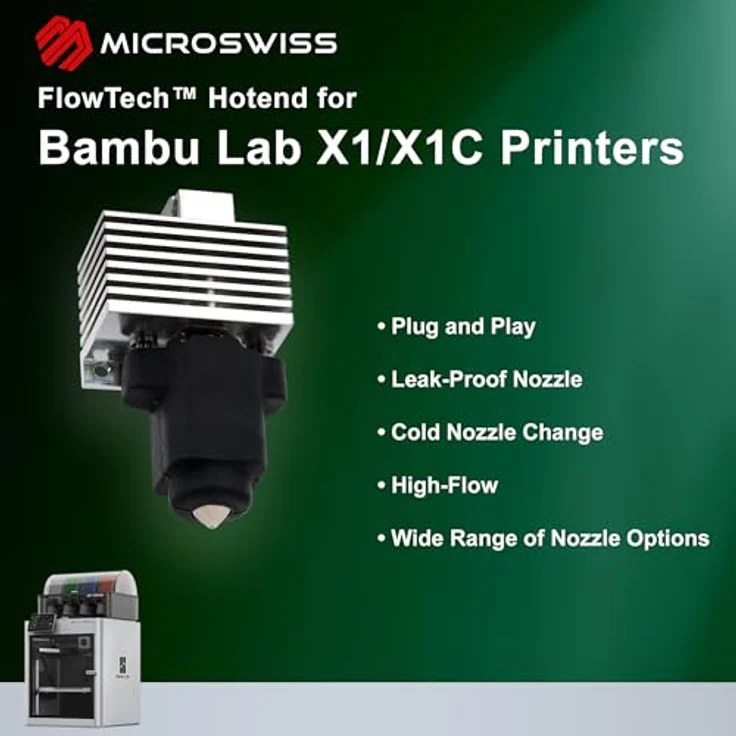 Micro-Swiss FlowTech™ Hotend für BambuLab 3D-Drucker, versiegelter Heizungskern, auslaufsichere Düse, kalter Düsenwechsel, 0,4-mm-Düse CM2™ – Bild 2