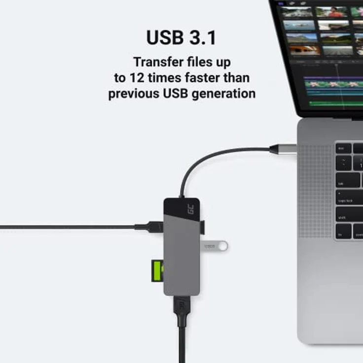 Adapter, Docking Station HUB USB-C PD 85W GC Connect 7in1 (3X USB-A 3.1 HDMI 4K 60Hz SD microSD) für Apple MacBook M1/M2, Lenovo ThinkPad X1, Asus ZenBook, Dell XPS, Samsung DeX-Unterstützung – Bild 2