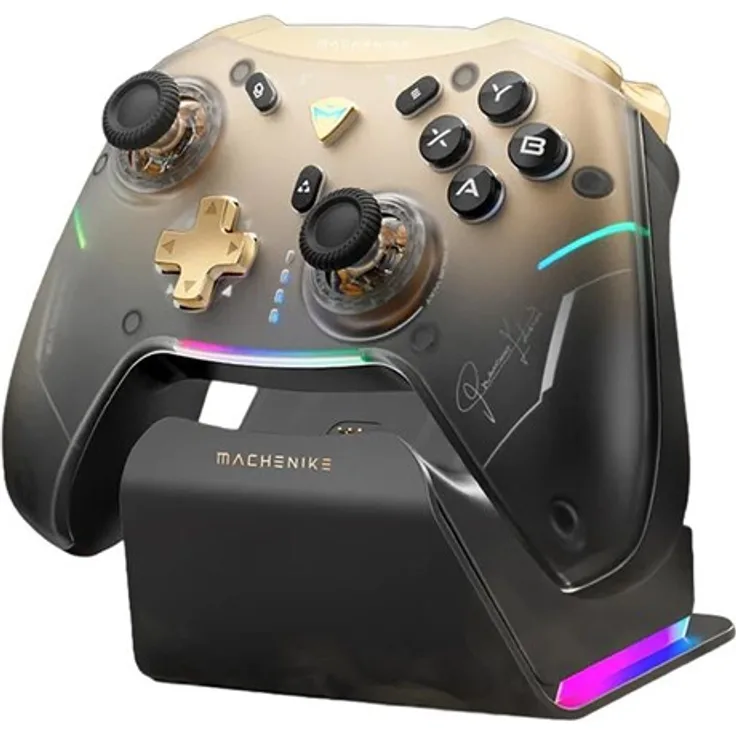 Machenike G5Pro Premium Edition, Wireless Game Controller mit Ladestation, schwarz und gold, 4K Hall Joysticks, RGB-Beleuchtung, 6-Achsen-Gyroskop
