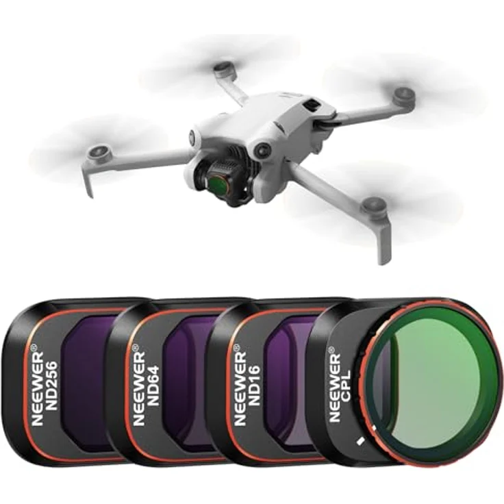 NEEWER ND und CPL Filter Set für DJI Mini 4 Pro, 4-teilig ND16 ND64 ND256 mit Polarizer, Multi Coated HD Glas und Aluminiumrahmen – Bild 1