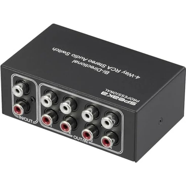 SpeaKa Professional SP-AS-500, 4 Port Cinch-Audio-Switch im Metallgehäuse, bidirektionaler Audioverteiler mit 4 Kanälen – Bild 2