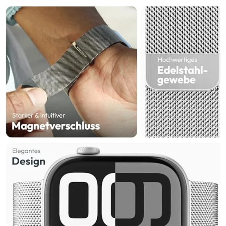 Vonmählen Milanese Loop 2 Armband für Apple Watch 40 | 41 | 42 mm, Silber, Versandkostenfrei – Bild 3