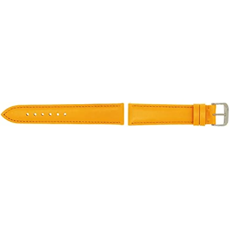 SELVA Uhrenarmband, Leder Ersatzarmband für Smartwatch, 14 mm, Gelb mit silberner Schließe, Made in Germany – Bild 2