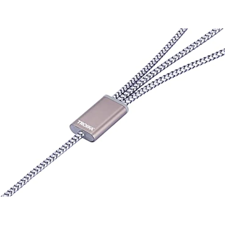 TROIKA Ladekabel 3 in 1, USB-C auf Micro-USB/Lightning/USB-C, 1 Meter, grau, Schlüsselanhänger für gleichzeitiges Laden von bis zu 3 Geräten – Bild 5