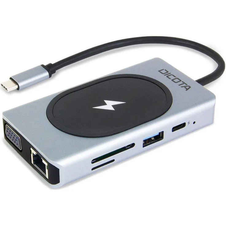 Dicota USB-C 10-in-1 Charging Hub, 4K PD 100W, Aluminiumgehäuse, silber