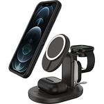OtterBox kabellose 3 in 1 MagSafe Ladestation, Starke Magnetische Ausrichtung und Halt für MagSafe Produkte, Elegante Ladelösung für iPhone, Airpods Pro und Apple Watch, Schwarz