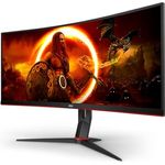 AOC Gaming CU34G2XP - 34 Zoll WQHD Curved Monitor, 180 Hz, FreeSync Prem., HDR400 (3440x1440, 1ms GtG, HDMI, DisplayPort, USB Hub) schwarz-rot