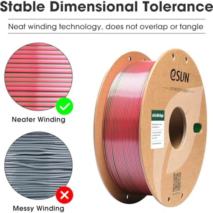 eSUN Silk Magic PLA Filament 1.75mm, Dual-Color Co-Extrusion, Farbverlauf Rot-Grün, 1KG Spule für 3D-Drucker – Bild 3
