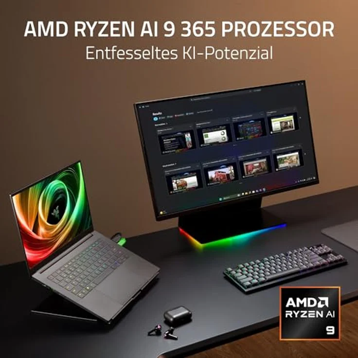 Razer Blade 14 (2025), 14 Zoll Gaming-Laptop mit NVIDIA RTX 5070, AMD Ryzen AI 9 365, 3K 120Hz OLED Display, 64 GB LPDDR5X 8000 MHz, 2 TB SSD, QWERTZ DE-Layout | Schwarz – Bild 5