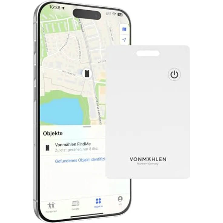 VONMÄHLEN FindMe Bluetooth Tracker Karte, Ultra-Slim Design, kabellos aufladbar, wasser- und staubresistent, kompatibel mit Apple Find My, ideal für Brieftaschen und Gepäck - White – Bild 1