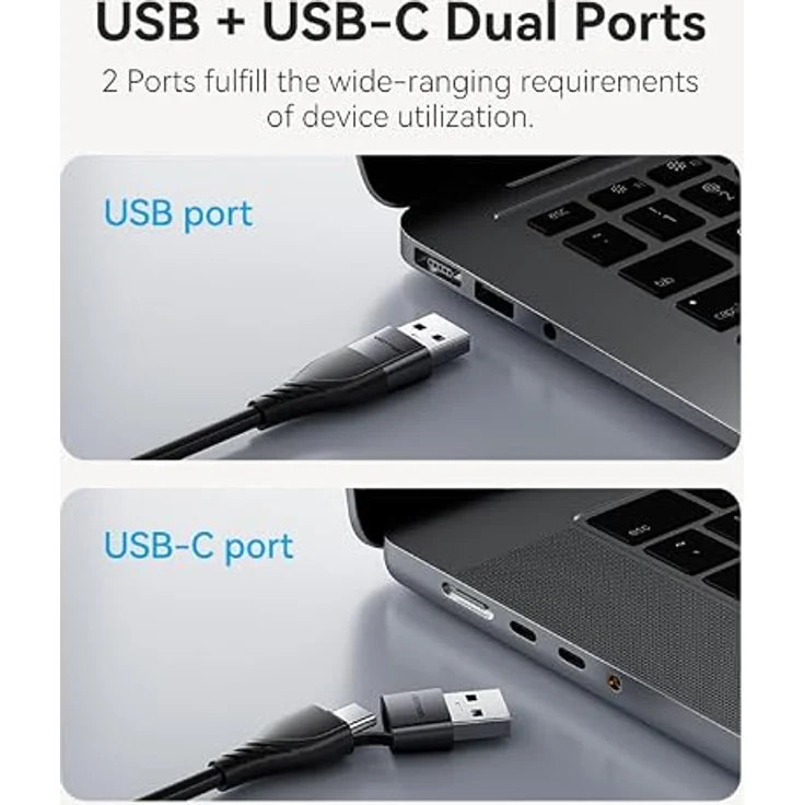 VENTION ACYHB USB C + USB A auf HDMI Adapter, 1080p @ 60Hz, Dual-Schnittstelle, tragbare Aluminiumlegierung, grau, kompatibel mit Windows und MacOS – Bild 3