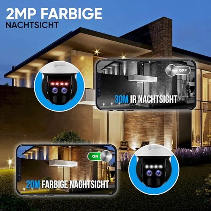 LUVISION 4G LTE Überwachungskamera Akku Solar SIM Karte, 2MP HD Kamera Überwachung mit 2 Objektiven Solarpanel, Farbige Nachtsicht, Bewegungserkennung, 2-Wege-Audio, 12 x optischer Zoom, Sirene – Bild 5