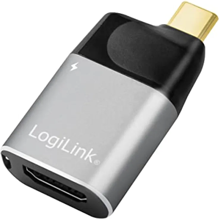 LogiLink CUA0203 - USB 3.2 Gen2 (Typ-C) zu HDMI (Typ-A) Adapter, Ultra HD bis 4K, PD 3.0 USB-C Port (Power Delivery), schwarz/grau