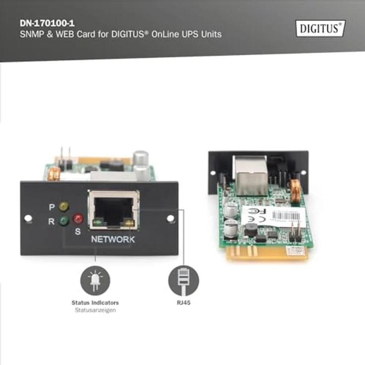 DIGITUS SNMP-Karte OnLine USV-Anlagen DN-170xxx - Fernzugriff & Überwachung - Warnungen per E-Mail - 1x RJ45-Port - Plug & Play – Bild 2