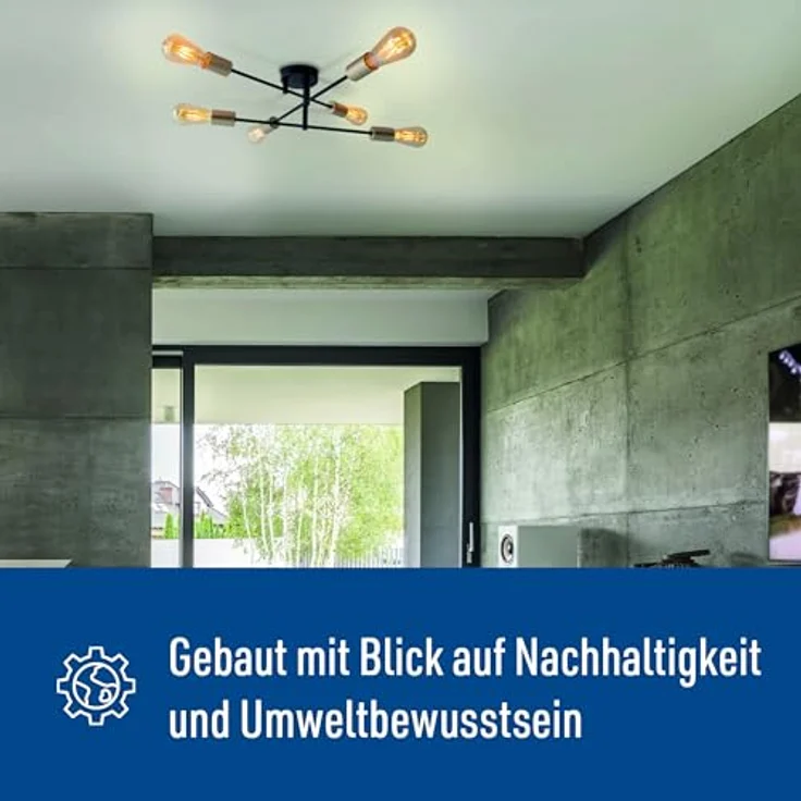 Näve Leuchten - Deckenleuchte Modo 6-flammig aus Metall - E27-Fassung (max. 40W) - Schwarz und Gold, 54,5 cm – Bild 5