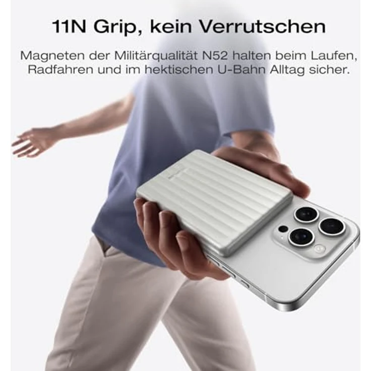 EF ECOFLOW RAPID Powerbank 5.000 mAh, magnetisches kabelloses Ladegerät mit 20 W USB-C und 7,5 W MagSafe, kompatibel mit iPhone 16/15/14/13/12 Serien, weiß – Bild 5