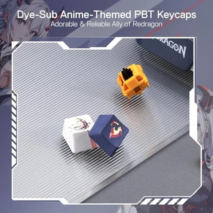 Redragon K686 PRO SE 98 Tasten Gasket RGB Gaming Tastatur, Anime Mechanische Tastatur in Eisa Design, Hi-Fi Linear Schalter, Geräuschdämpfende Pads – Bild 3