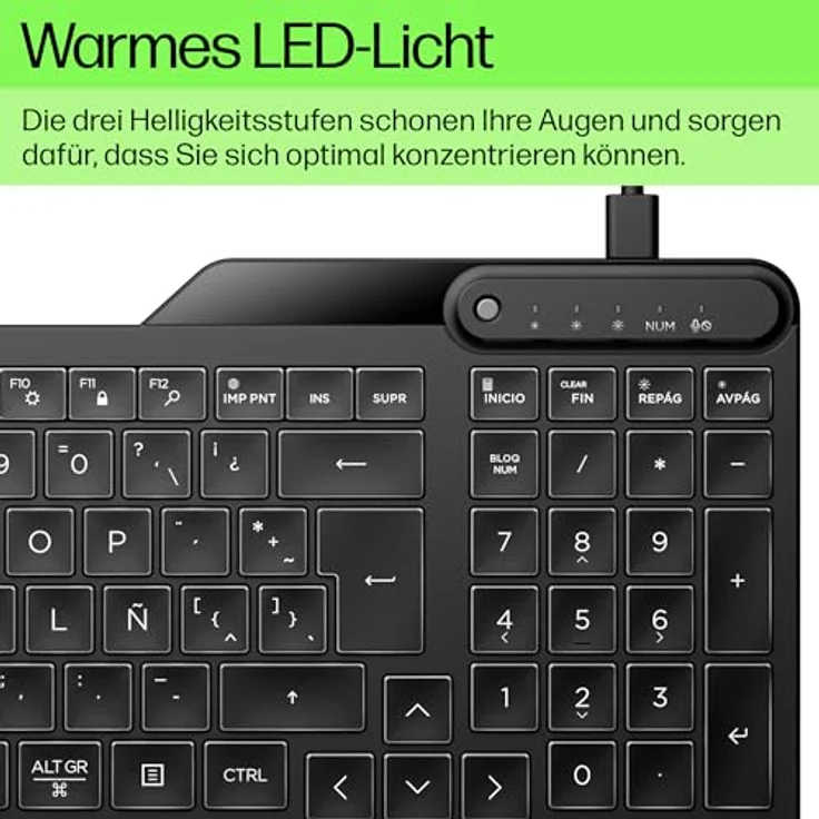 HP 400 | Kabelgebundene Tastatur mit Hintergrundbeleuchtung | (7N7C0AA) – Bild 3
