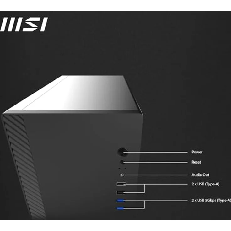 MSI PRO SHIELD M100P, Midi-Tower PC-Gehäuse mit mattschwarzer Oberfläche, 1 vorinstallierter Lüfter, geeignet für Micro-ATX-Motherboards – Bild 6