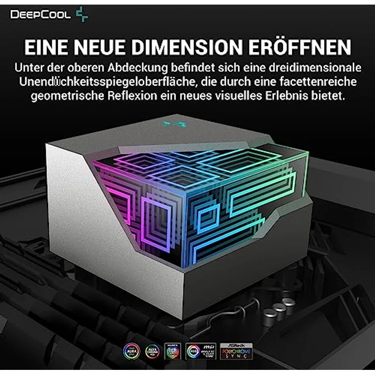 DeepCool CPU Wasserkühlung LT720 360mm AIO Flüssigkeitskühler 4. Generation Doppelkammerpumpe 3100RPM Mehrdimensionale Infinity Mirror ARGB Block 300w TDP Anti-Leck-Technik AMD AM4/AM5 LGA 1700/1200 – Bild 5