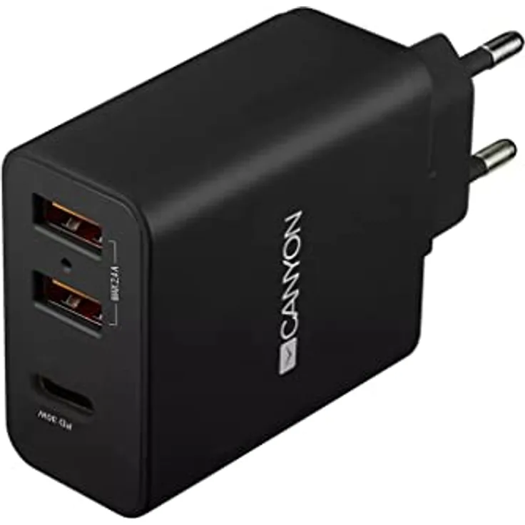 Canyon Ladegerät 2xUSB-A + USB-C 2.4A/30W schwarz