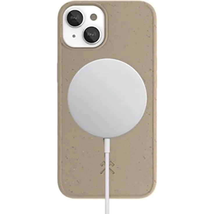 Woodcessories - Magnetische Handyhülle kompatibel mit iPhone 14 mit Magnet beige, iPhone 13 Hülle - Plastikfrei, nachhaltig