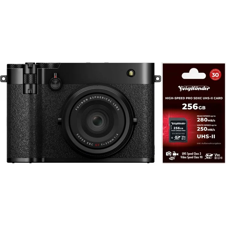 Fujifilm GFX 100RF Schwarz + Voigtländer Prof. High-Speed SDXC 256GB U