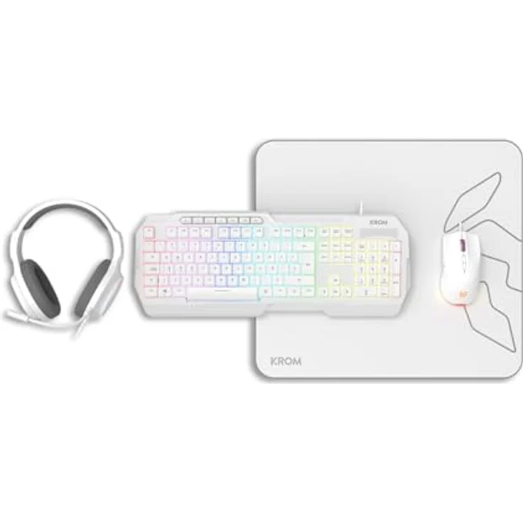 Krom Kenta, Kabelgebundene Gaming-Tastatur mit RGB-LED, QWERTY-Layout, Weiß, inkl. Maus und Mauspad – Bild 2