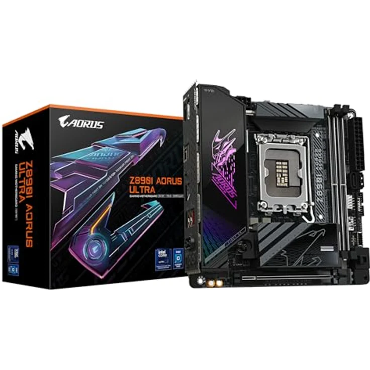 Gigabyte Z890I AORUS Ultra Motherboard - Unterstützt Intel Core Ultra (Serie 2) CPUs, 8+1+2 Phasen VRM, bis zu 8800MHz DDR5 (OC), 1xPCIe 5.0 + 1xPCIe 4.0, Wi-Fi 7, 2.5GbE LAN, Thunderbolt 4 - Schwarz – Bild 1