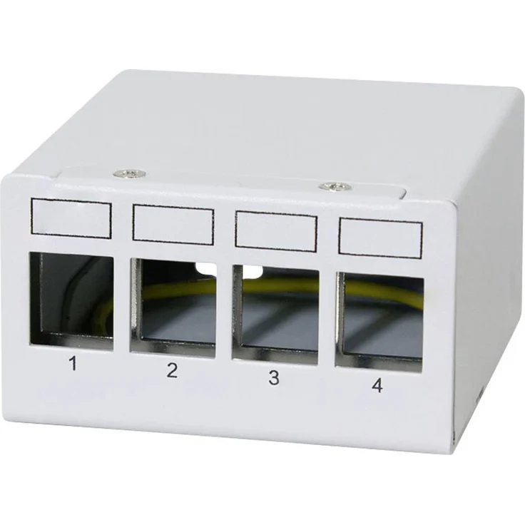 LogiLink NK4090 Patch-Panel CAT 6a, lichtgrau (RAL 7035), mit 10 Gbit/s Übertragungsgeschwindigkeit und werkzeuglos montierbaren Keystone-Modulen