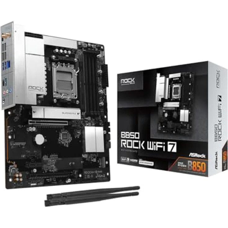 ASRock B850 Rock WiFi7 AM5 ATX Mainboard, PCIe 5.0, 4x DDR5, 2.5G LAN, HDMI/USB-C – Bild 1