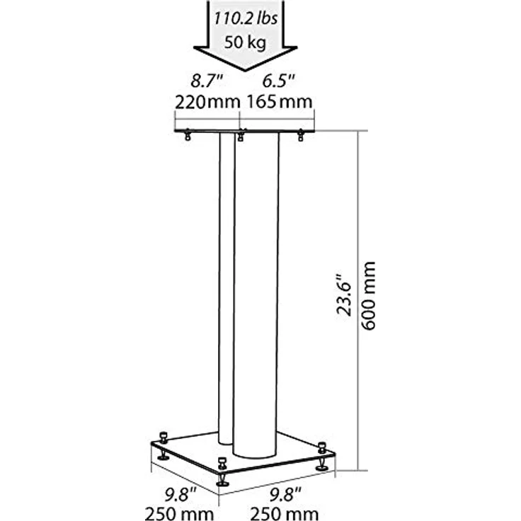 NorStone Lautsprecherständer Stylum 2 (60cm), Weiß (matt) - Stabiler Metallständer bis 50kg belastbar, Paarpreis – Bild 2