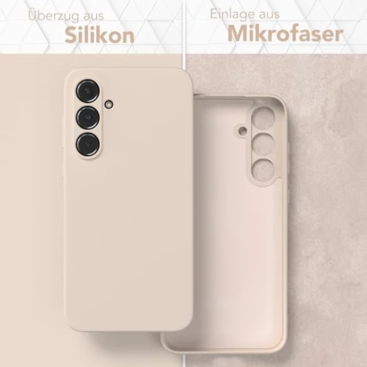 EAZY CASE Silikonhülle für Samsung Galaxy A55 - Beige, Dünn, Stoßfest mit Kameraschutz, Kratzresistent und Qi-Ladefähigkeit – Bild 3