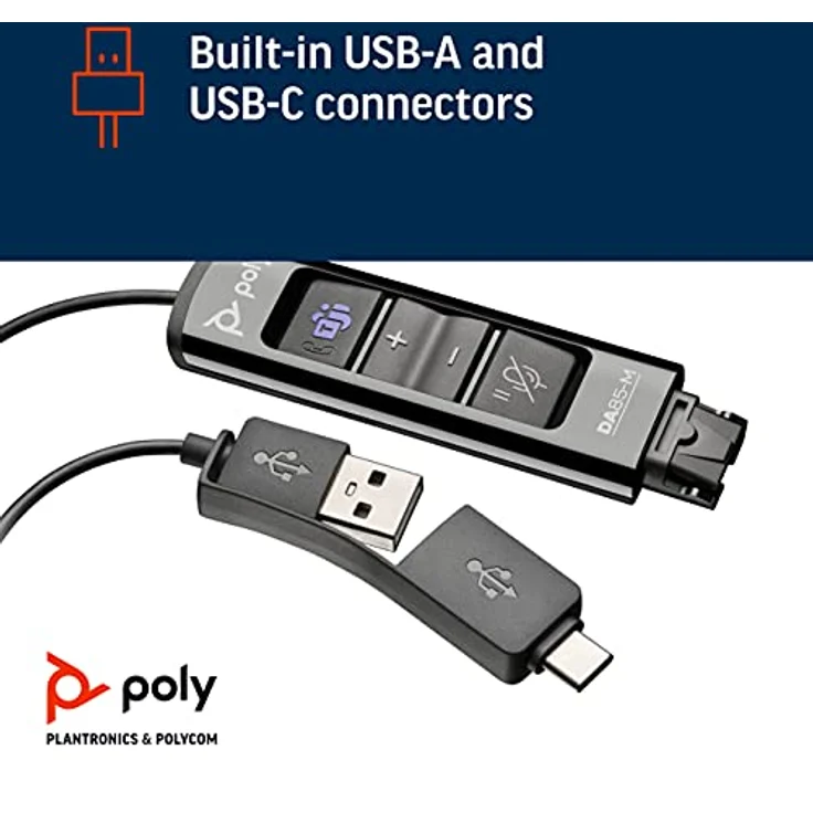 HP Poly DA85-M Soundkarte, externe Lautstärkenregelung mit USB-A und USB-C, zertifiziert für Microsoft Teams – Bild 2