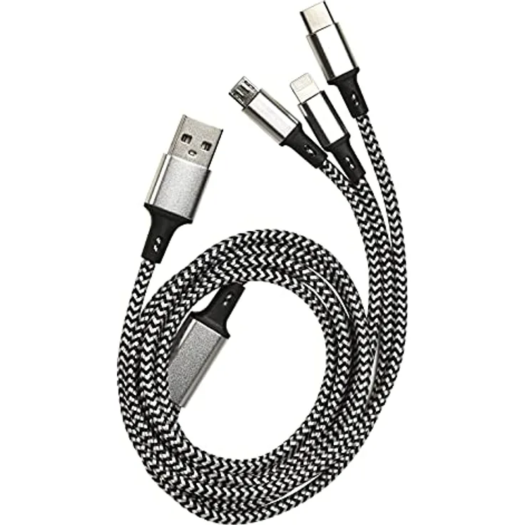 HEITECH Multi USB-Ladekabel 3 in 1 USB-8-pin,USB-C,Micro-USB/Stecker<=>USB-A-Stecker