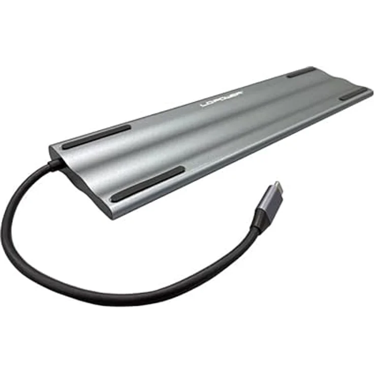 LC-POWER LC-HUB-C-MULTI-8 USB-Hub, 8-in-1 mit 3x USB-A, 2x USB-C, HDMI 4K, VGA 1080p, Kartenleser, Gigabit LAN, Aluminiumlegierung, Plug'n'Play – Bild 2