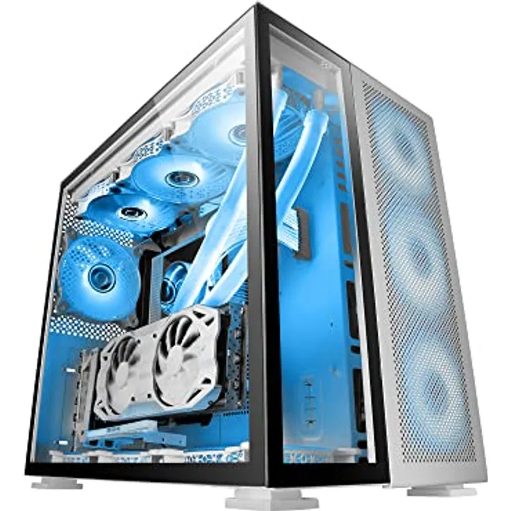Mars Gaming MC-NOVA, Custom XXL E-ATX Gaming Tower, Luft- und Raumfahrt-Aluminium, Full Dual Window Tempered Glass, Dual Chamber Construction, USB-C