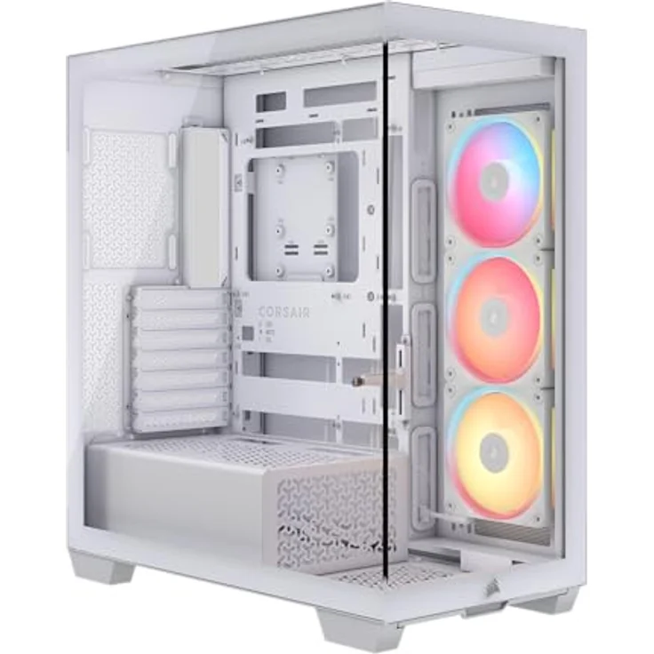 Corsair 3500X LX-R RGB iCUE LINK Mid-Tower-PC-Gehäuse, 3 x vorinstallierte LX120-R RGB-Lüfter, iCUE LINK System Hub, GPU-Anti-Sag-Arm, Platz für bis zu 10 x 120-mm-Lüfter, Weiß – Bild 1