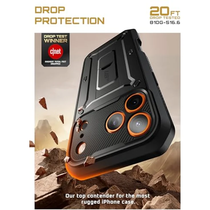 SUPCASE UBeetle Pro Hülle für iPhone 17 Pro Max 6.9”, 360° Outdoor Case mit Kamerasteuerungstaste, Displayschutz, Ständer und Gürtelclip, schwarz – Bild 3