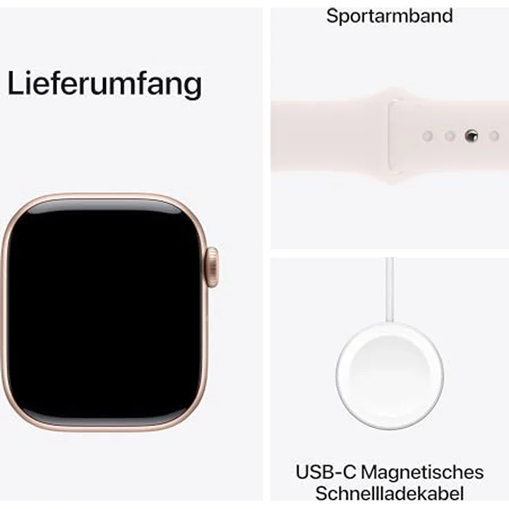 Apple Watch Series 10, 42 mm, GPS + Cellular, Aluminiumgehäuse Roségold, Sportarmband Blassrosa, S/M – Bild 6