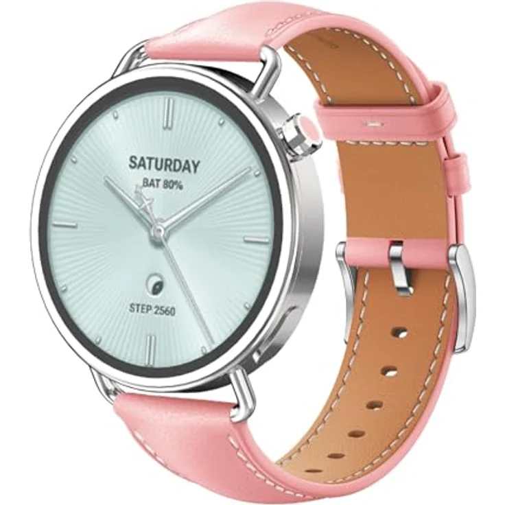 GIOPUEY Armband für Xiaomi Watch S4 41mm, Verschleißfestes Echtleder Armband, Atmungsaktiv - Pink – Bild 1