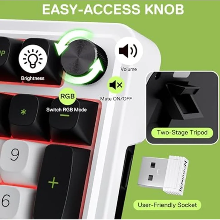 Redragon K686 PRO Kabellose Gasket RGB-Gaming-Tastatur, 98 Tasten, 3-Mode Verbindung, Custom Mint Mambo Schalter, 5-lagige Geräuschdämpfung – Bild 5