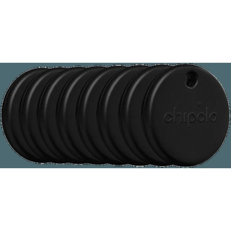 Chipolo Pop 8-Pack, Bluetooth-Tracker für Android und iOS, Schwarz mit 120 Dezibel Alarm