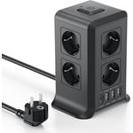 KEMELO Mehrfachsteckdose 12 IN 1, 8 Fach Steckdosenleiste mit 4 USB-A und 1 USB-C, 2M Verlängerungskabel, kompaktes Turmdesign mit Überspannungsschutz, für Zuhause und Büro