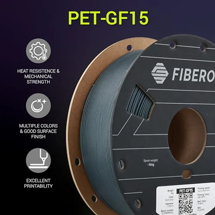 Polymaker PET-GF15 1,75mm DARK GREY 0,5kg, 3D Filament aus PETG-GF, grau – Bild 2