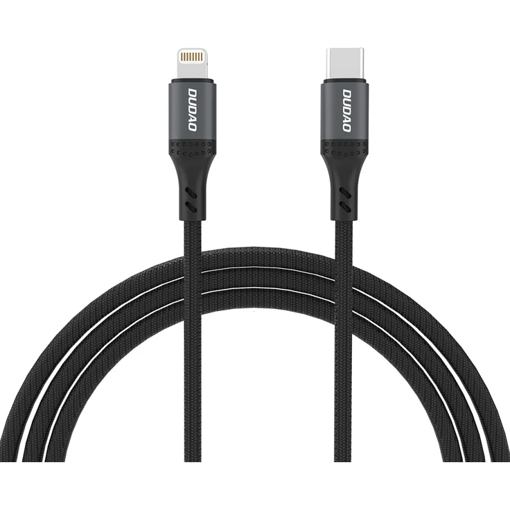 Dudao L3CL USB-C zu Lightning Kabel, 30W Schnellladung, geflochten, 2 m, Schwarz