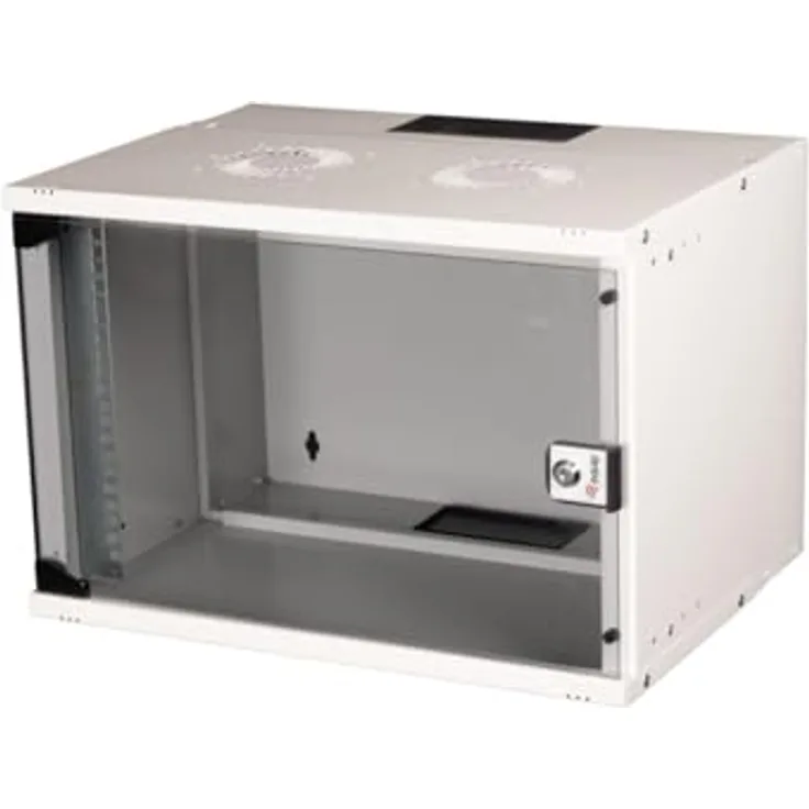Equip Wandgehäuse 19" 07U 540x400mm grau, Netzwerkschrank mit Fronttür aus gehärtetem Glas